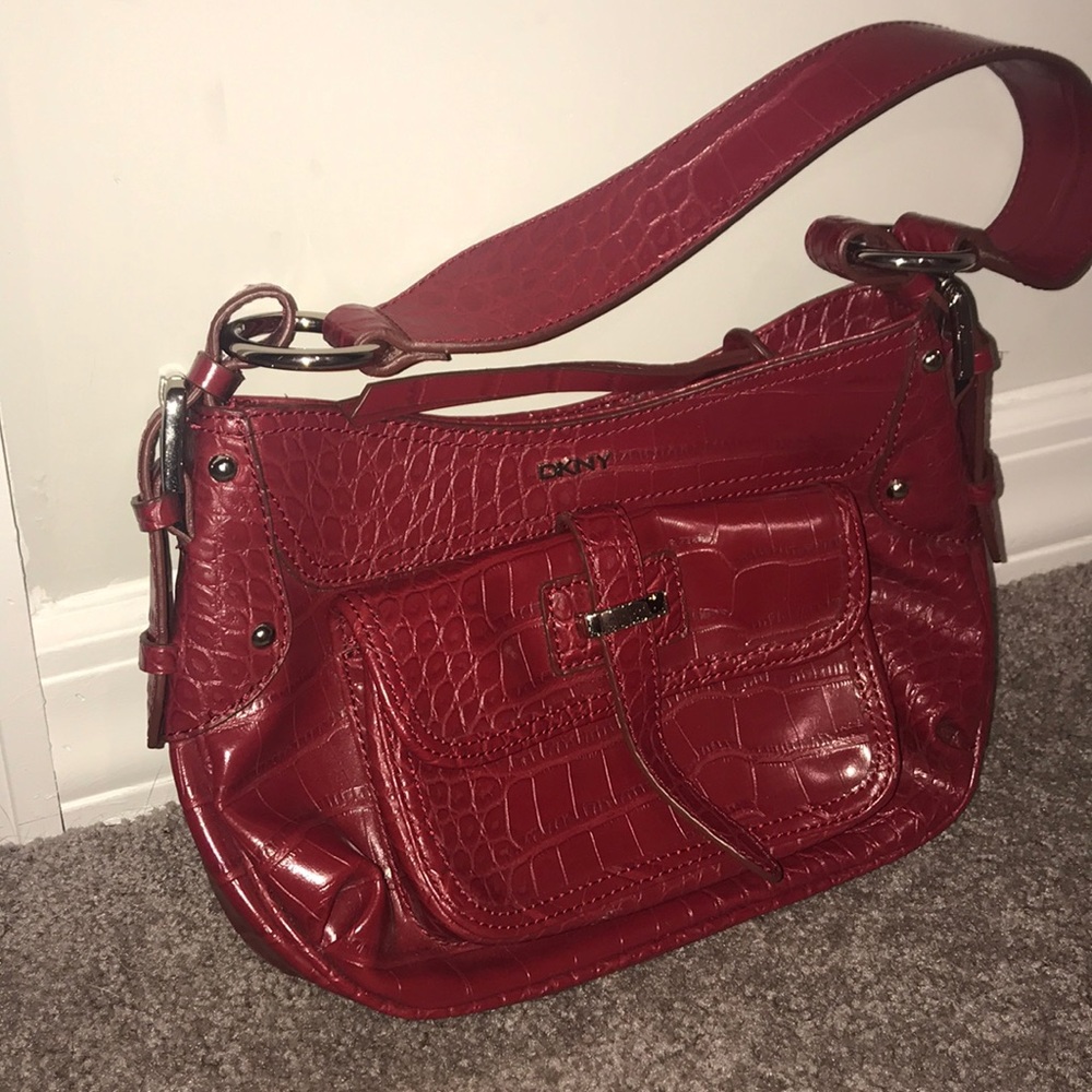 Red pleather DKNY Bag